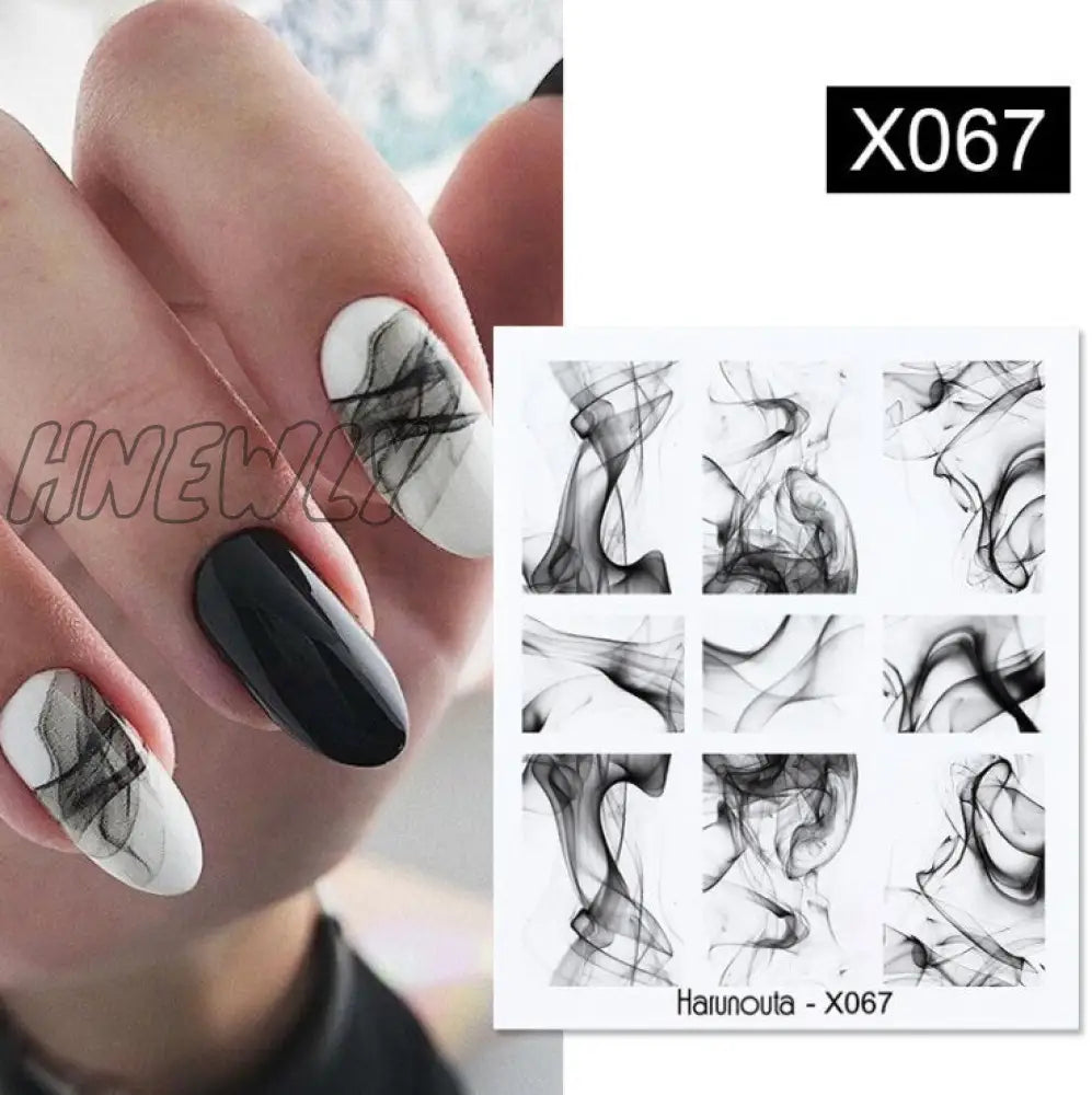 Black White Butterfly 3D Nails Sticker Geometry Decals Flower Gold Diy Designs For Nail Art