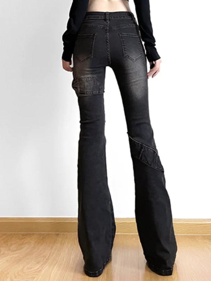 Hnewly - High Rise Ruched Bow Flare Jeans ddbos-shop