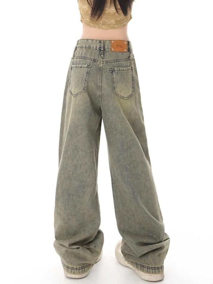 hnewly - Vintage Distressed Wash Splice Boyfriend Jeans hnewly