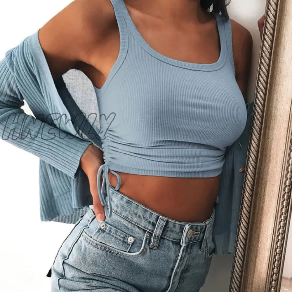 Casual Solid O - Neck Long Sleeve Crop Top Women Pullover Side Drawstring Sweatshirt Ruched White T