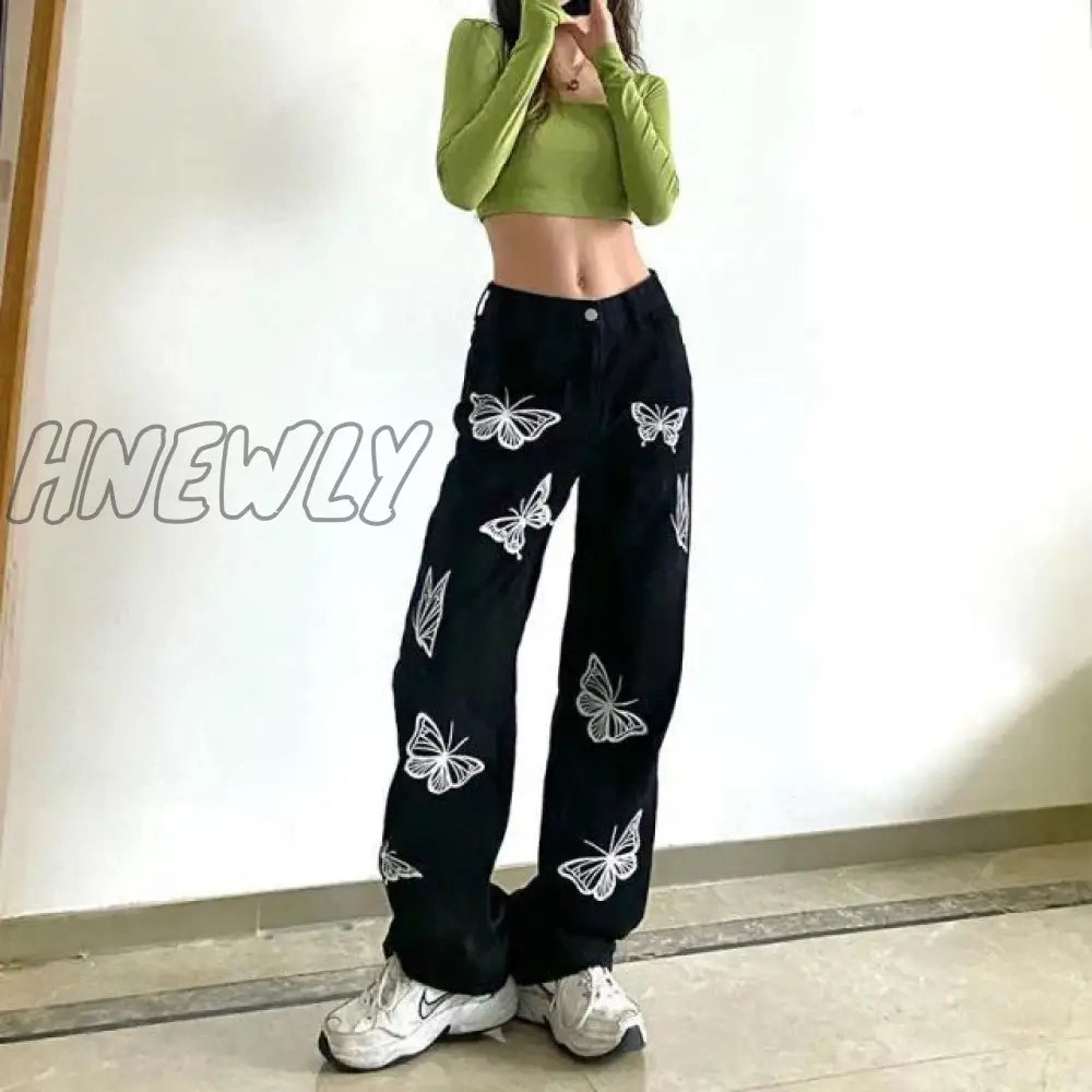 Cool Women Loose Vintage Female Pants Fashion Femme Harajuku Baggy Jeans Casual Funny Gothic Summer