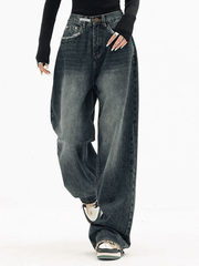 Hnewly - Dark Wash Vintage Baggy Boyfriend Jeans Hnewly