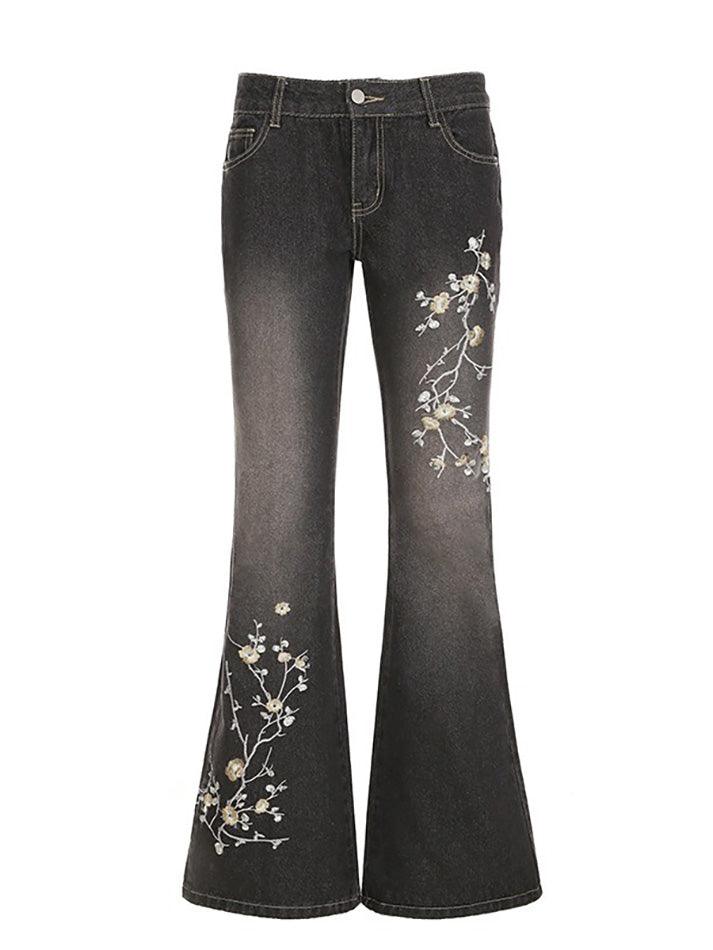 Hnewly - Vintage Floral Embroidery Gradient Jeans ddbos-shop