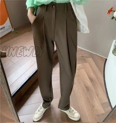 Elegant Formal High Waist Harem Straight Pants Women Bottom New Autumn Ol Solid Fashion Loose Suit