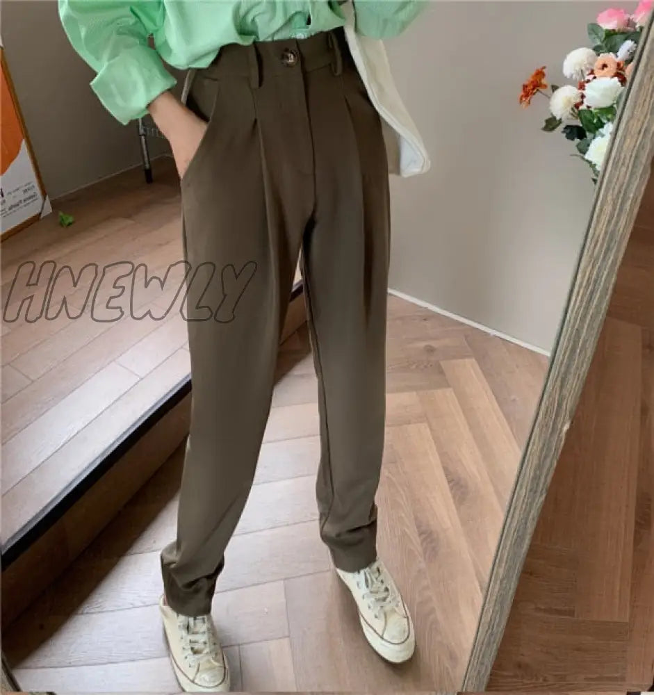 Elegant Formal High Waist Harem Straight Pants Women Bottom New Autumn Ol Solid Fashion Loose Suit