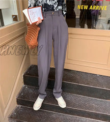 Elegant Formal High Waist Harem Straight Pants Women Bottom New Autumn Ol Solid Fashion Loose Suit