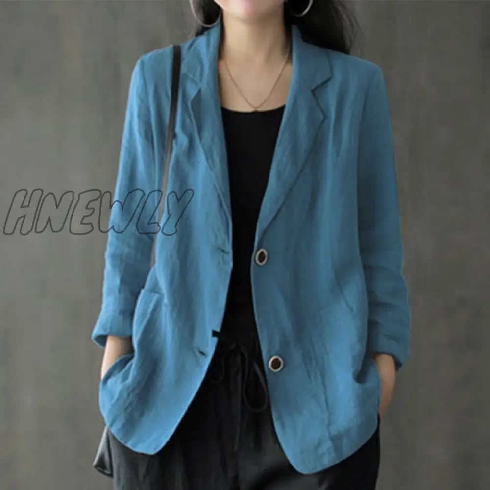 Fashion Cotton Blazers Women’s Autumn Coats Casual Long Sleeve Outwears Female Single Button