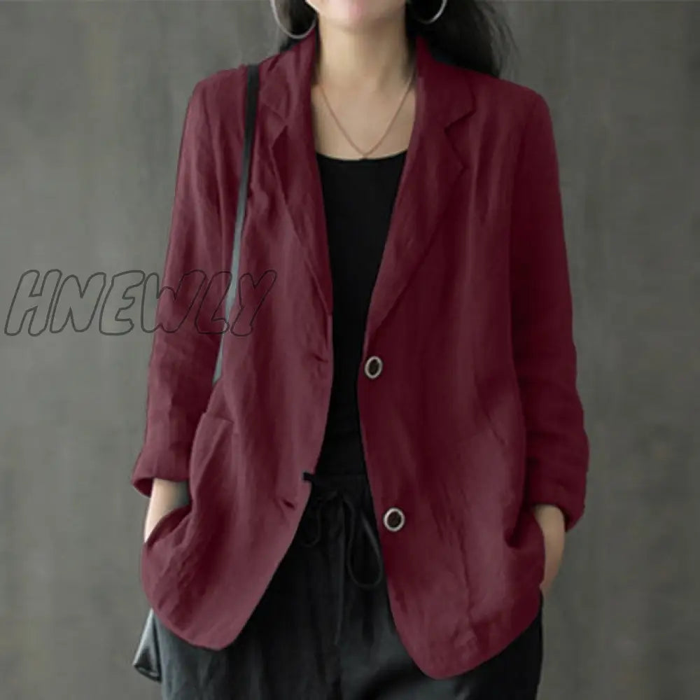 Fashion Cotton Blazers Women’s Autumn Coats Casual Long Sleeve Outwears Female Single Button