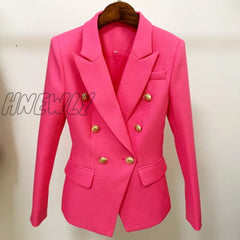 High Quality New Fashion Baroque Designer Blazer Jacket Women’s Silver Lion Buttons Double