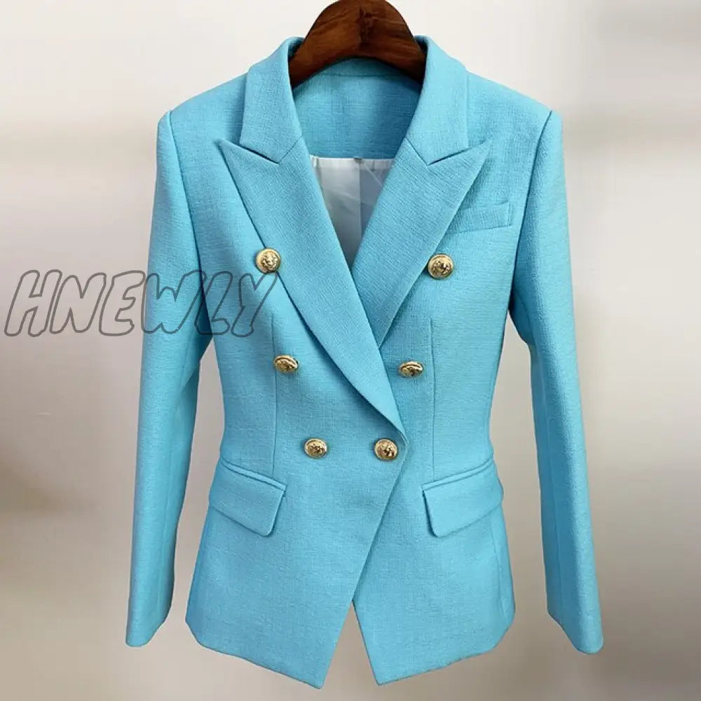 High Quality New Fashion Baroque Designer Blazer Jacket Women’s Silver Lion Buttons Double