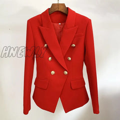 High Street Classic Designer Blazer Jacket Women’s Slim Fitting Metal Lion Buttons Double