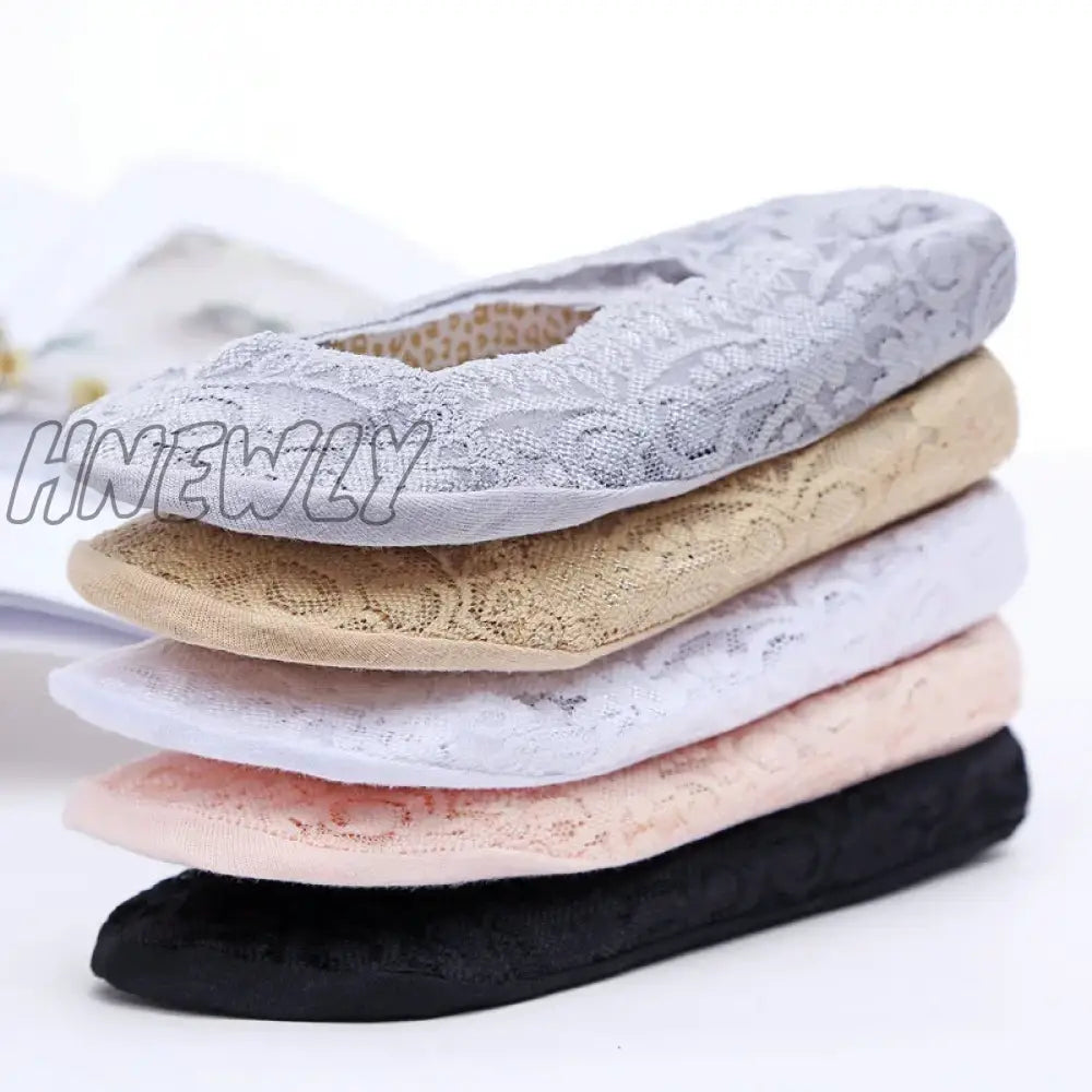 Hnewly 1/5Pairs Ballet Lace Flower Sock Slippers Women Summer Silicone Non-Slip Ankle Sox Invisible