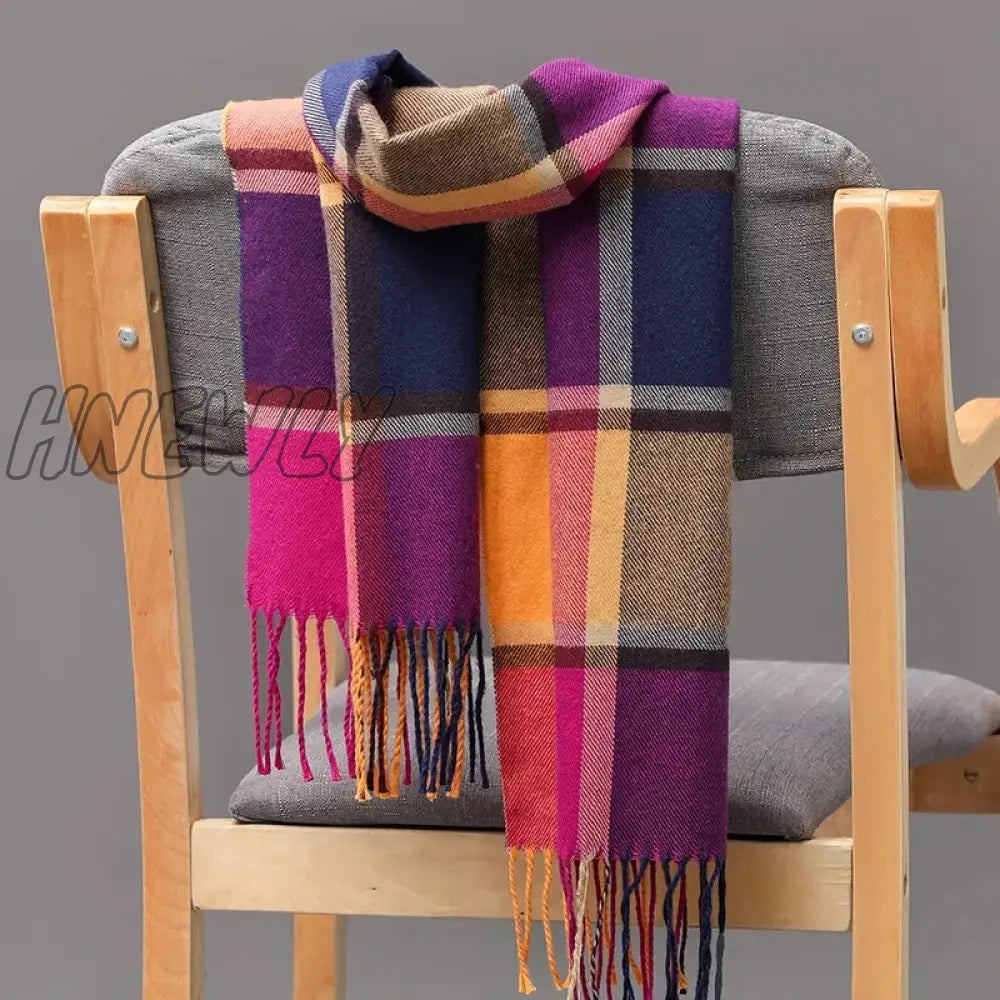 Hnewly 185*35Cm Outdoor Plaid Winter Scarf Women Men Unisex Shalw Warm Wrap Muffler Fashion