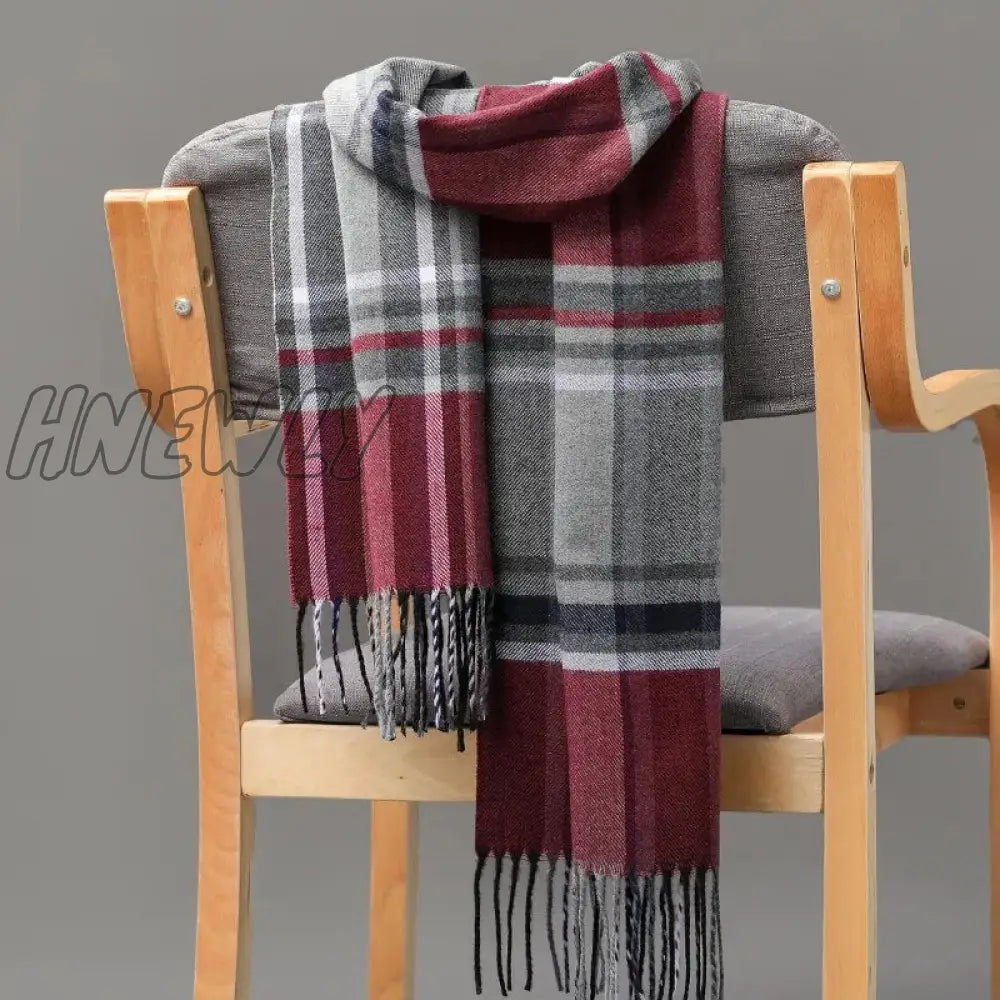 Hnewly 185*35Cm Outdoor Plaid Winter Scarf Women Men Unisex Shalw Warm Wrap Muffler Fashion