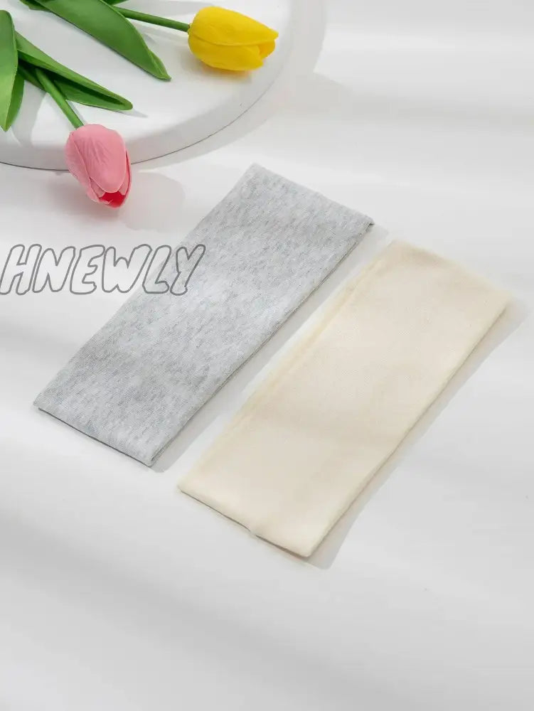 Hnewly 2Pcs Fashion Knit Wide Headbands For Women Girls Solid Color Elastic Hairbands Running