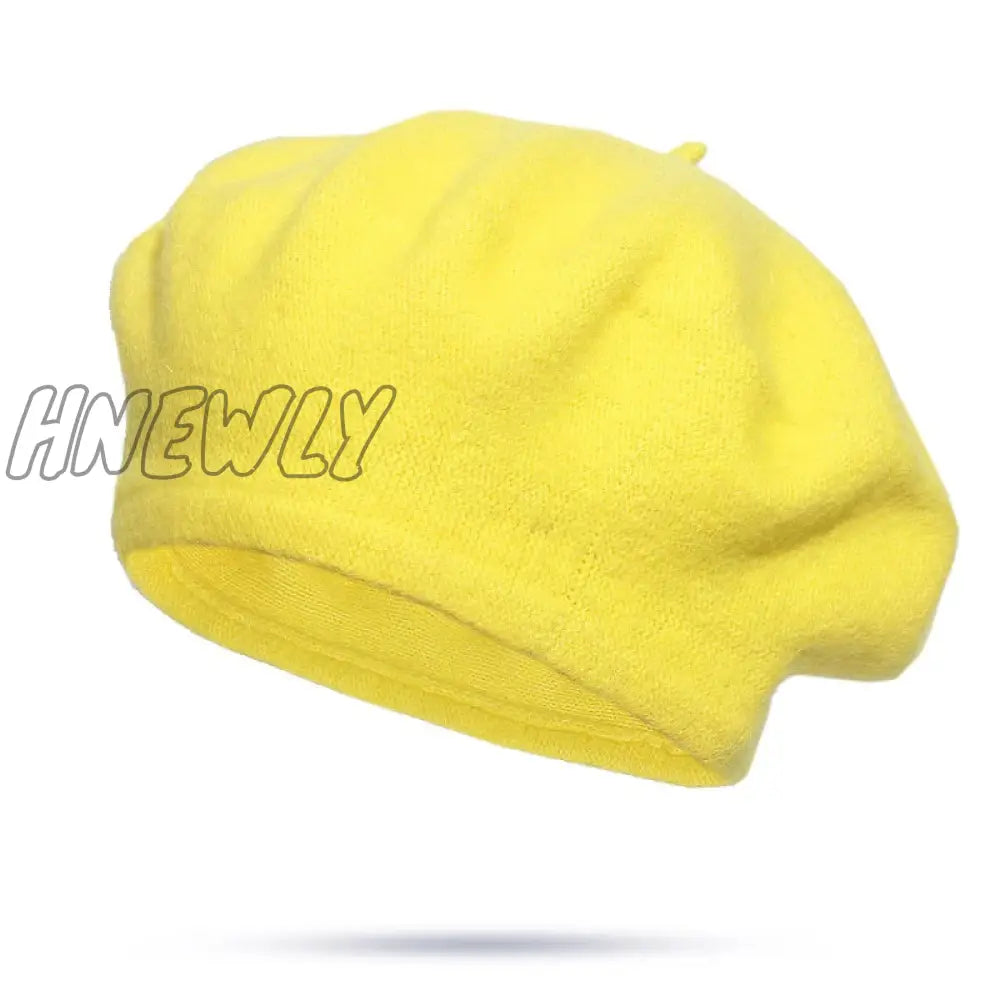 Hnewly 30 Colors Available Women Girl Beret French Artist Warm Wool Winter Beanie Hat Solid Color