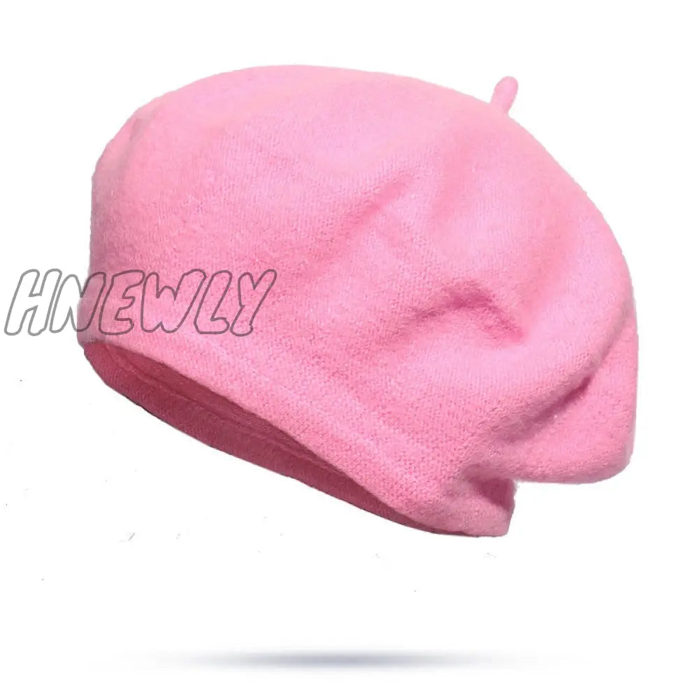 Hnewly 30 Colors Available Women Girl Beret French Artist Warm Wool Winter Beanie Hat Solid Color