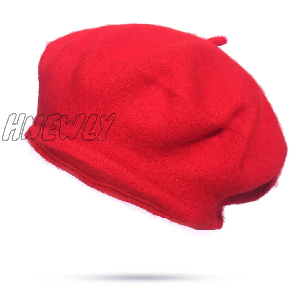 Hnewly 30 Colors Available Women Girl Beret French Artist Warm Wool Winter Beanie Hat Solid Color