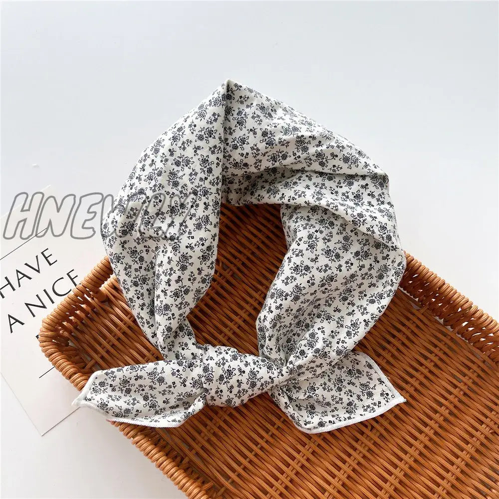 Hnewly 58Cm Square Cotton Flower Neck Scarf Hair Band Fashion Print Wrap Hairband Headband