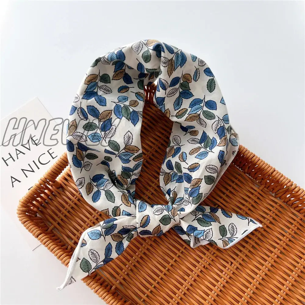 Hnewly 58Cm Square Cotton Flower Neck Scarf Hair Band Fashion Print Wrap Hairband Headband