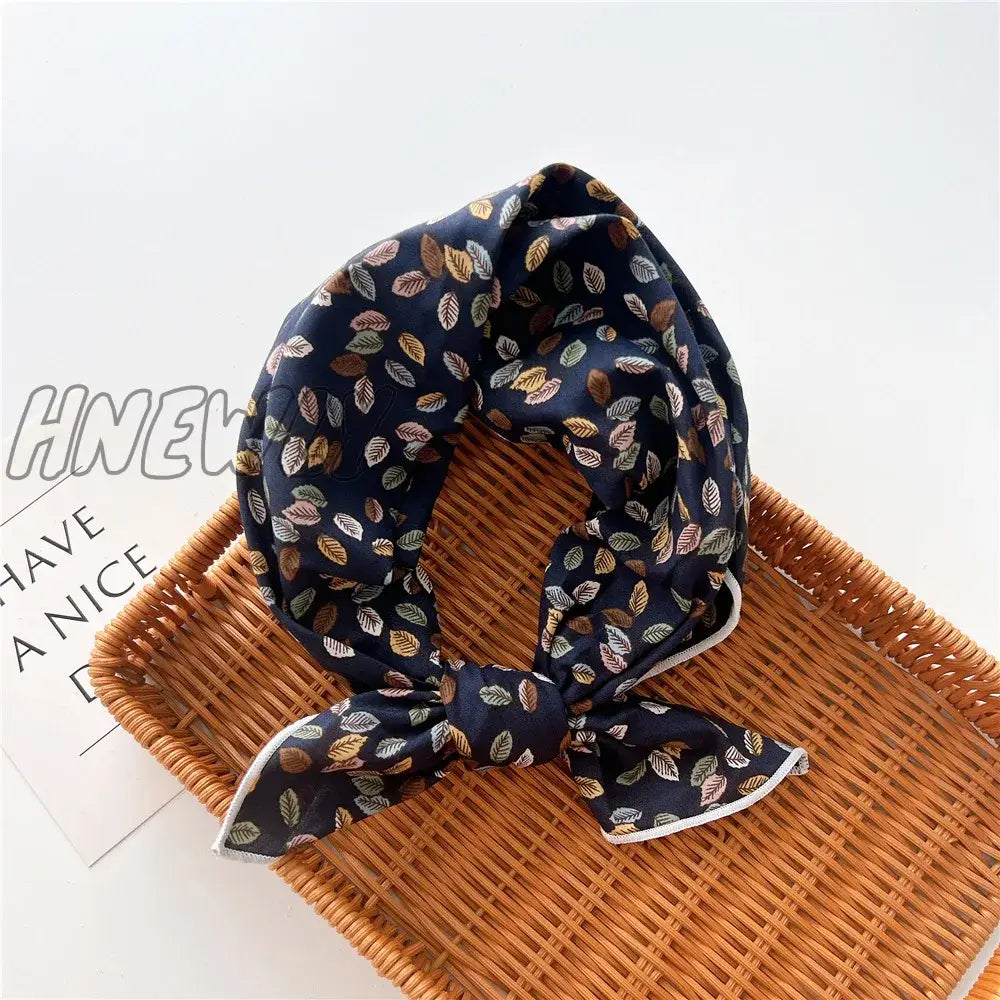 Hnewly 58Cm Square Cotton Flower Neck Scarf Hair Band Fashion Print Wrap Hairband Headband