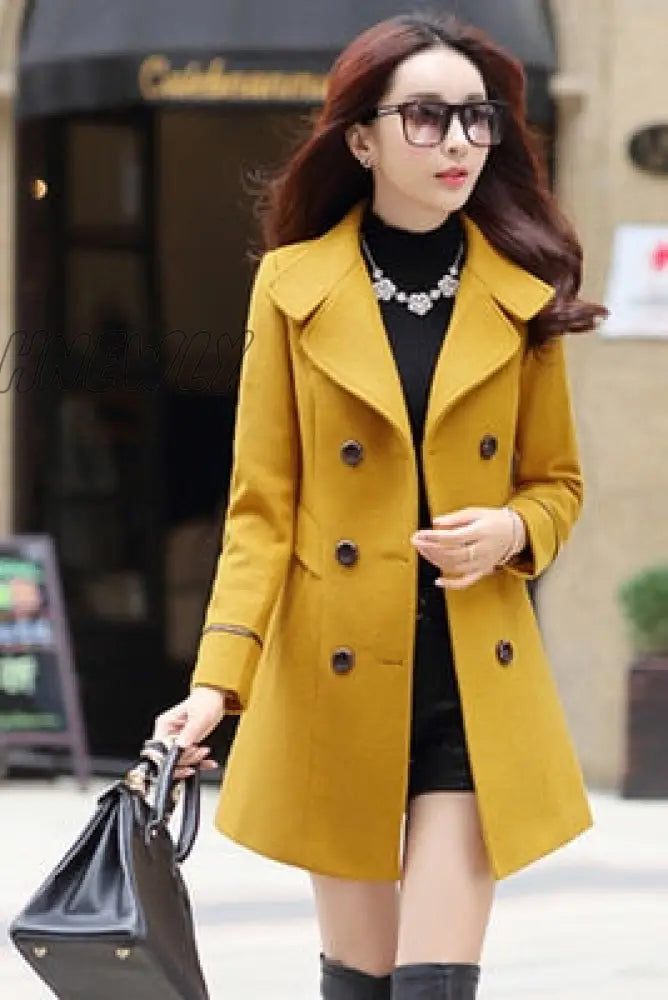 Hnewly Autumn And Winter Wool Jacket Womens Clothing Medium Length Woolen Coats Slim Wild Elegant