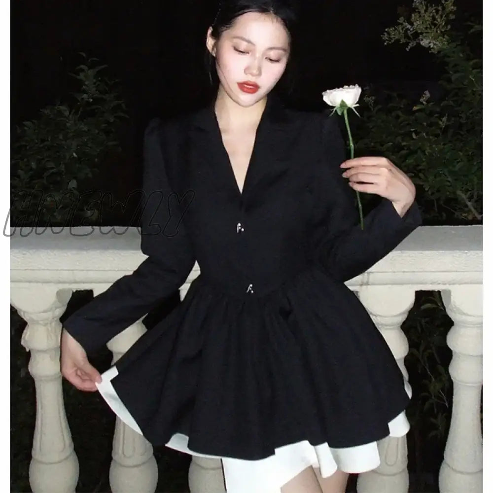 Hnewly Autumn New Arrival Women’s Dresses Long Sleeve High Waist V-Neck Slimming Female French