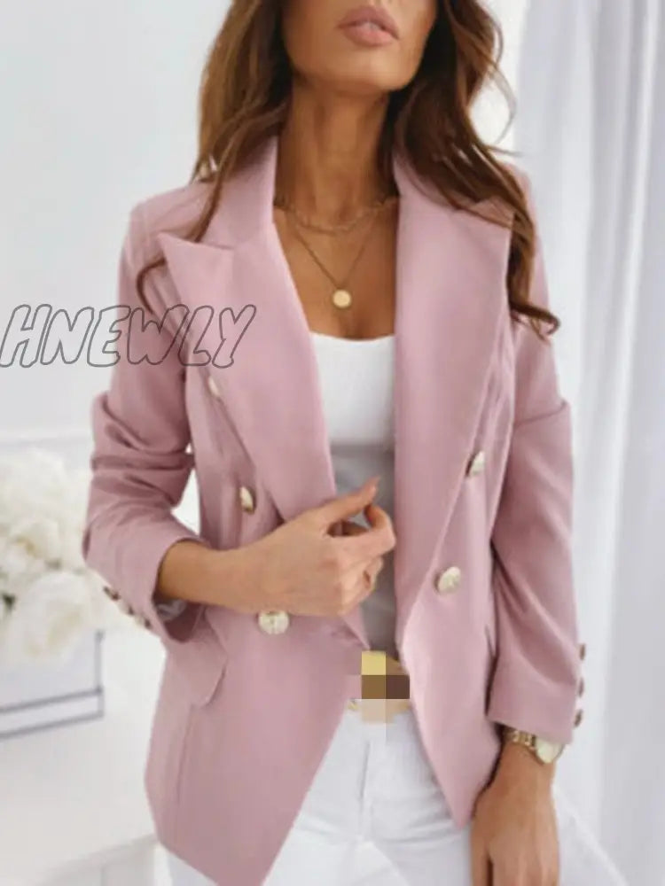 Hnewly Autumn Plus Size Women’s Blazer Red Coat Long Sleeve Casual Female Blazers Elegant New