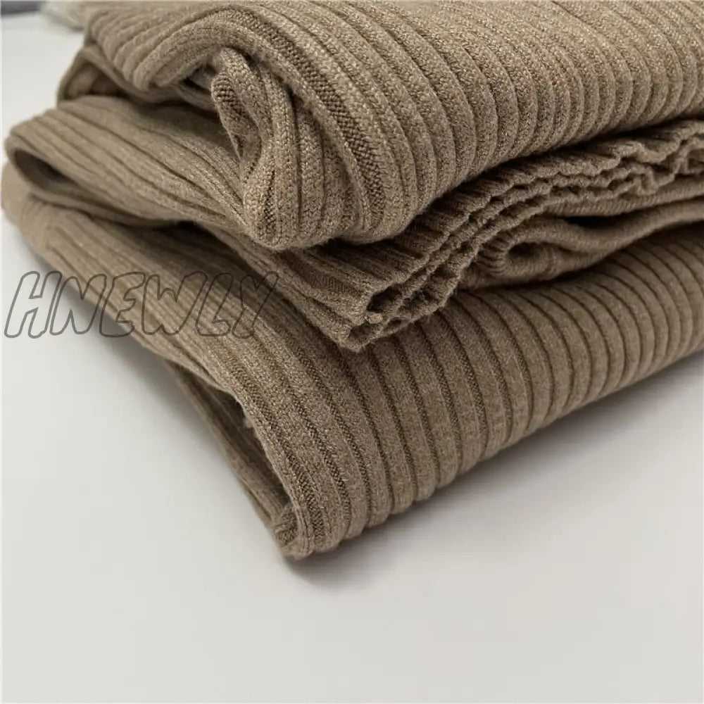 Hnewly Autumn Winter 2 Pieces Women Sets Knitted Tracksuit O-Neck Split Sweater And Wide Leg