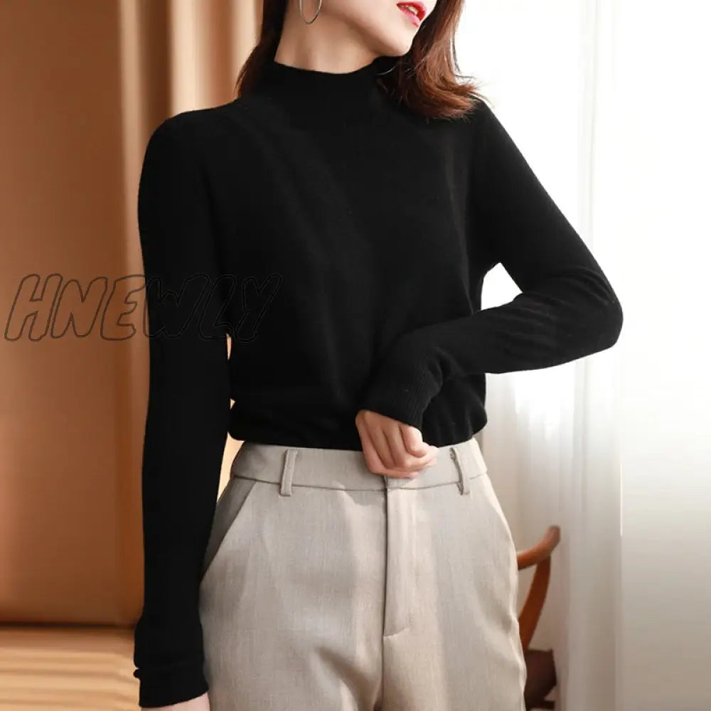 Hnewly Autumn Winter Chic Bottom Sweaters Women Fashion Turtleneck Pullover Slim Long Sleeve