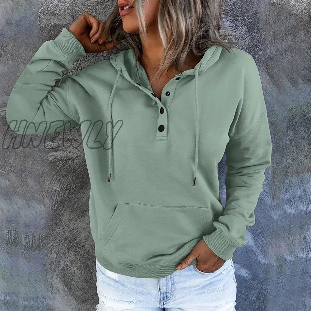 Hnewly Autumn Winter Fashion Women Clothes Long Sleeve Solid Color Oversized Hooded Sweatshirt