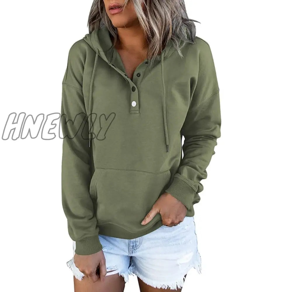 Hnewly Autumn Winter Fashion Women Clothes Long Sleeve Solid Color Oversized Hooded Sweatshirt