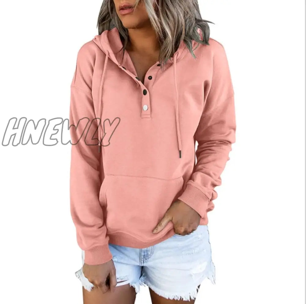 Hnewly Autumn Winter Fashion Women Clothes Long Sleeve Solid Color Oversized Hooded Sweatshirt