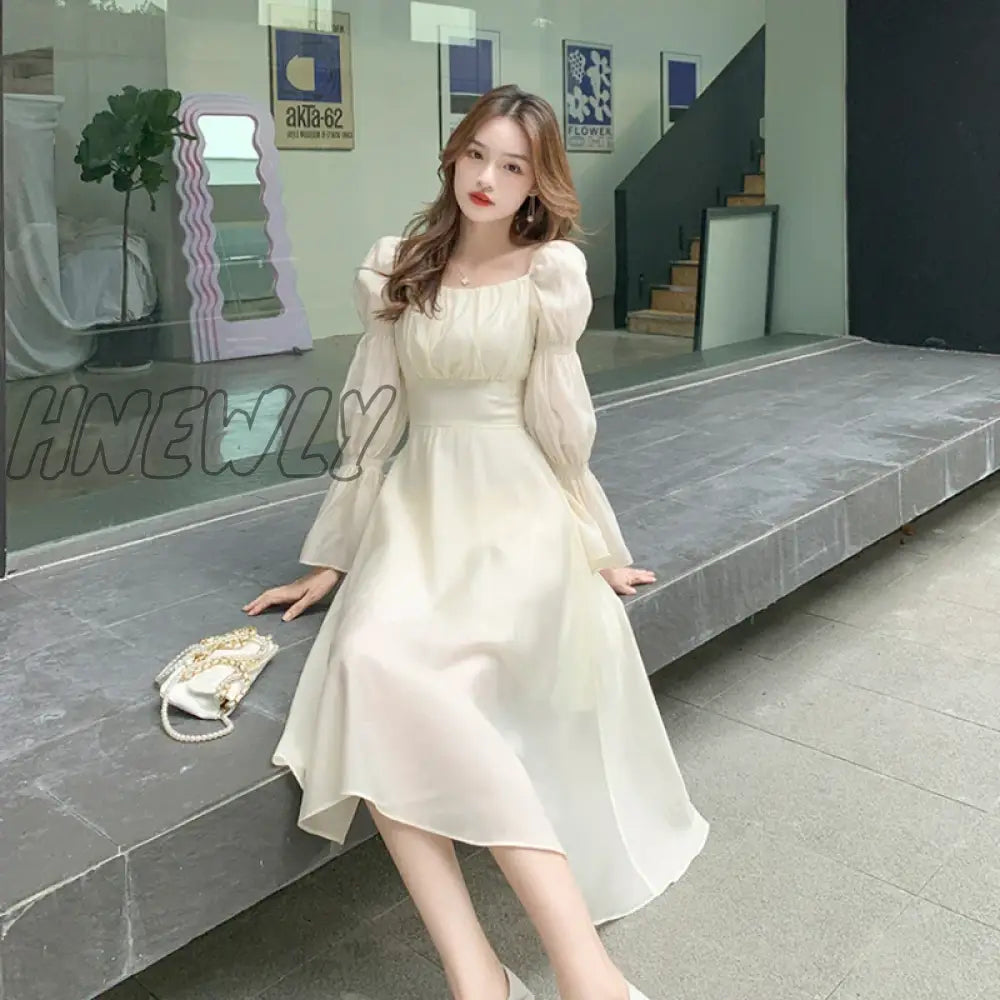 Hnewly Backless Sexy Vintage Fairy Dress Women Sweet Elegant Princess Evening Party Dresses Female