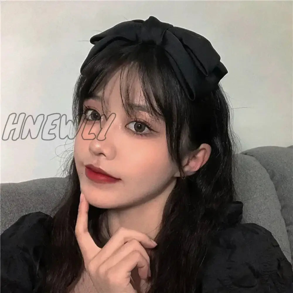 Hnewly Beautiful Black New Big Bow Bezel Headwear Women Headband Girls Vintage Hair Bands Wide