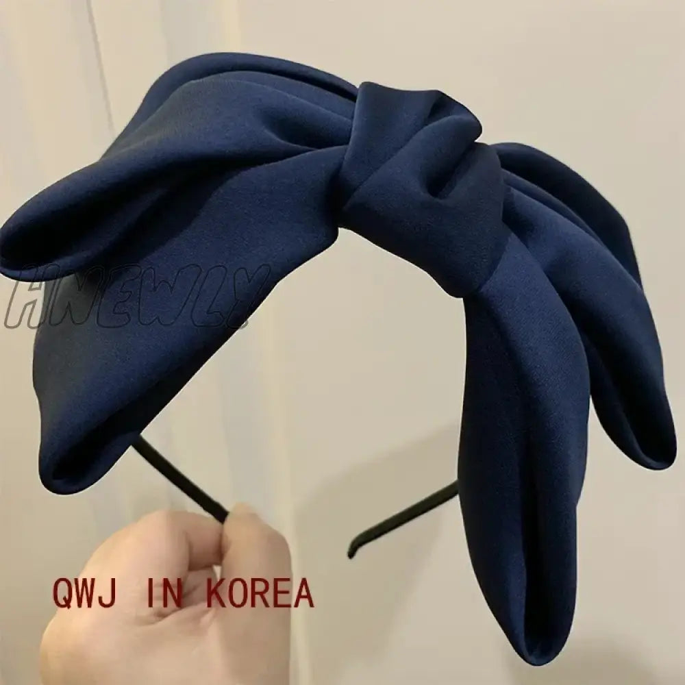 Hnewly Beautiful Black New Big Bow Bezel Headwear Women Headband Girls Vintage Hair Bands Wide