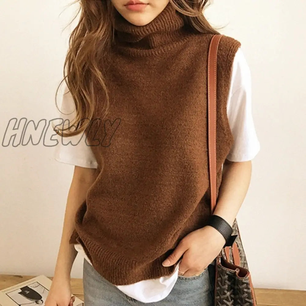 Hnewly Best Selling New Women’s Knitted High - Neck Vest Loose Comfortable Cashmere Sweater