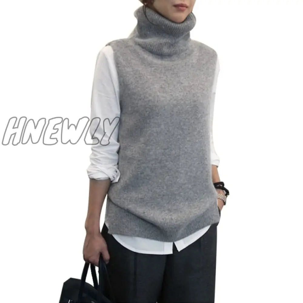 Hnewly Best Selling New Women’s Knitted High - Neck Vest Loose Comfortable Cashmere Sweater