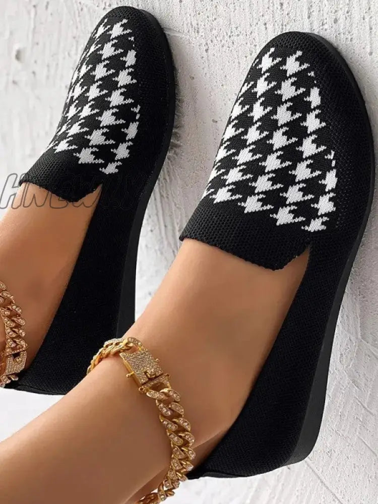 Hnewly - Black Casual Patchwork Round Comfortable Flats Shoes Shoes