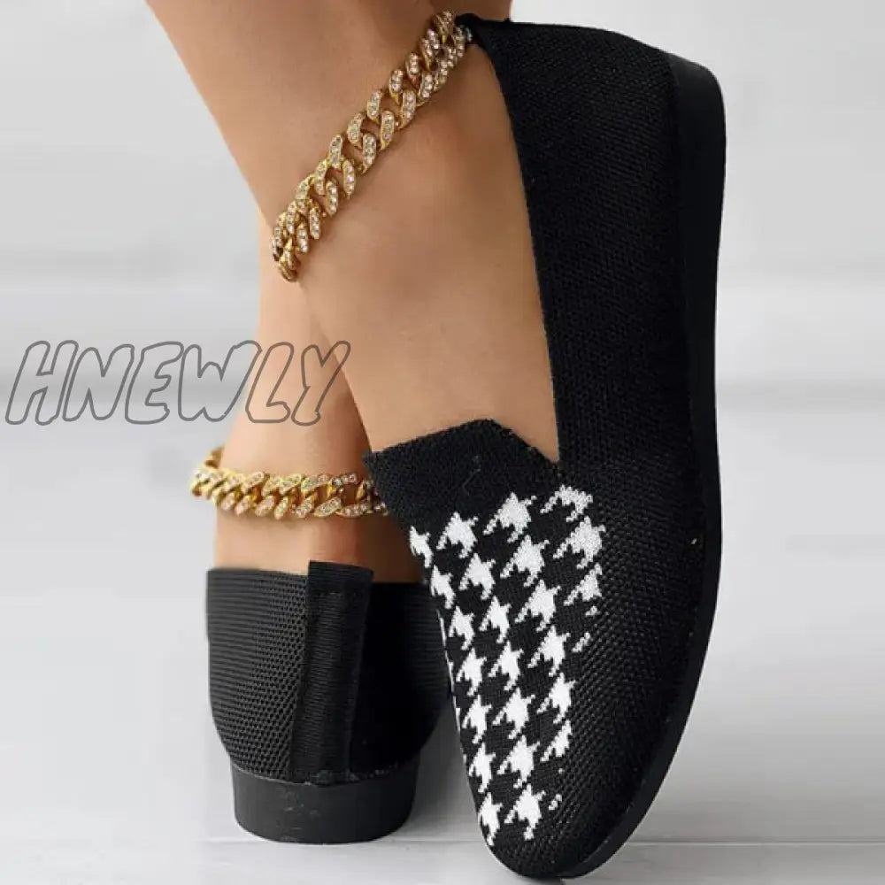 Hnewly - Black Casual Patchwork Round Comfortable Flats Shoes Shoes