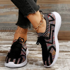 Hnewly - Black Casual Sportswear Daily Patchwork Frenulum Round Comfortable Out Door Shoes Shoes