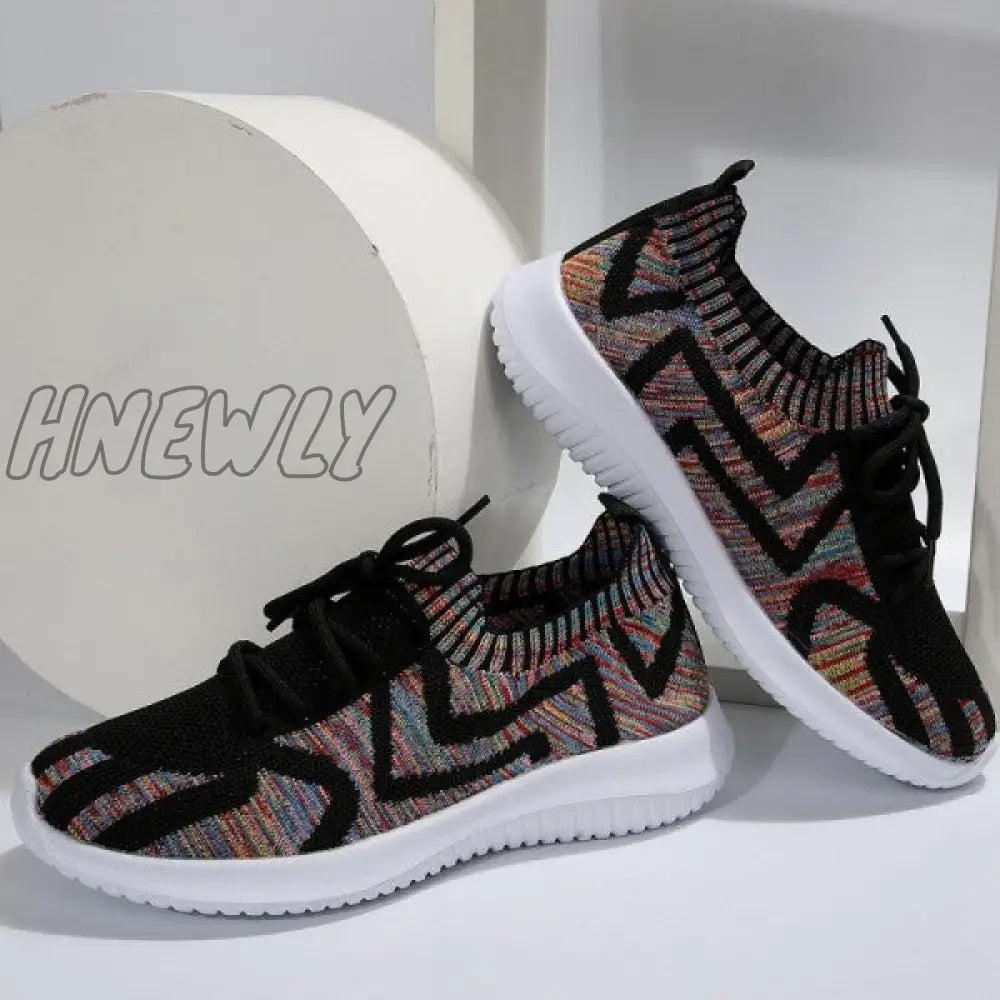 Hnewly - Black Casual Sportswear Daily Patchwork Frenulum Round Comfortable Out Door Shoes Shoes