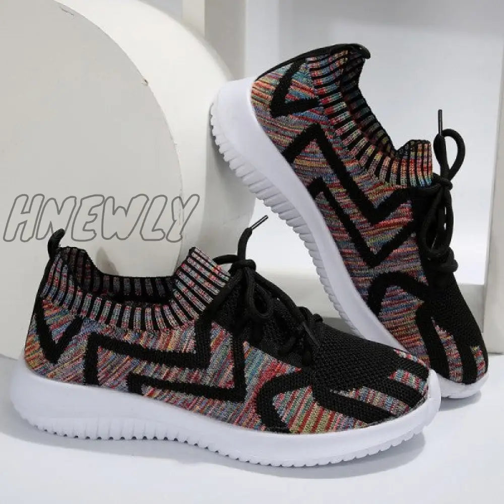 Hnewly - Black Casual Sportswear Daily Patchwork Frenulum Round Comfortable Out Door Shoes Shoes