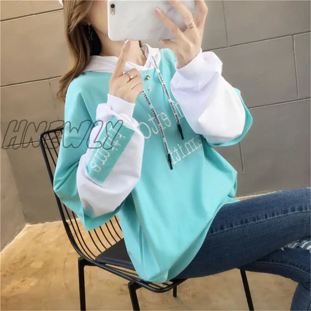 Hnewly Black Hip Hop Hoodie Women Harajuku Plaid Sweatshirts Japan Kawaii Femme Casual Pullover