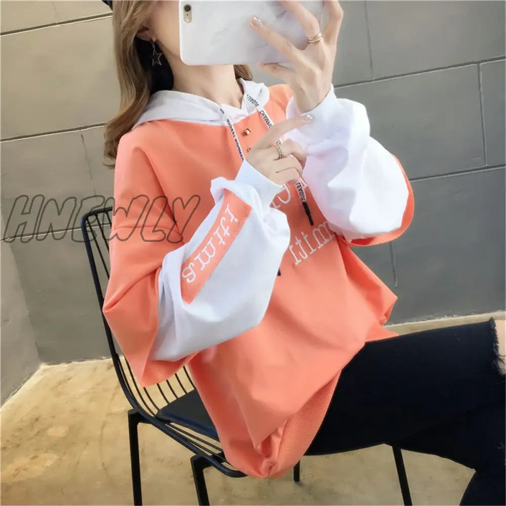 Hnewly Black Hip Hop Hoodie Women Harajuku Plaid Sweatshirts Japan Kawaii Femme Casual Pullover