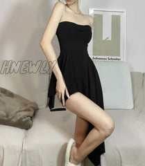 Hnewly Black Mysterious Mature Design Sense Party Evening Slim Fashion Trend Femininity Beautiful