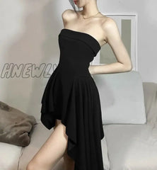 Hnewly Black Mysterious Mature Design Sense Party Evening Slim Fashion Trend Femininity Beautiful