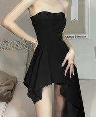 Hnewly Black Mysterious Mature Design Sense Party Evening Slim Fashion Trend Femininity Beautiful