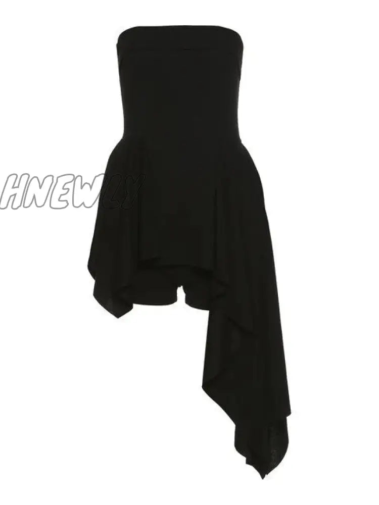 Hnewly Black Mysterious Mature Design Sense Party Evening Slim Fashion Trend Femininity Beautiful