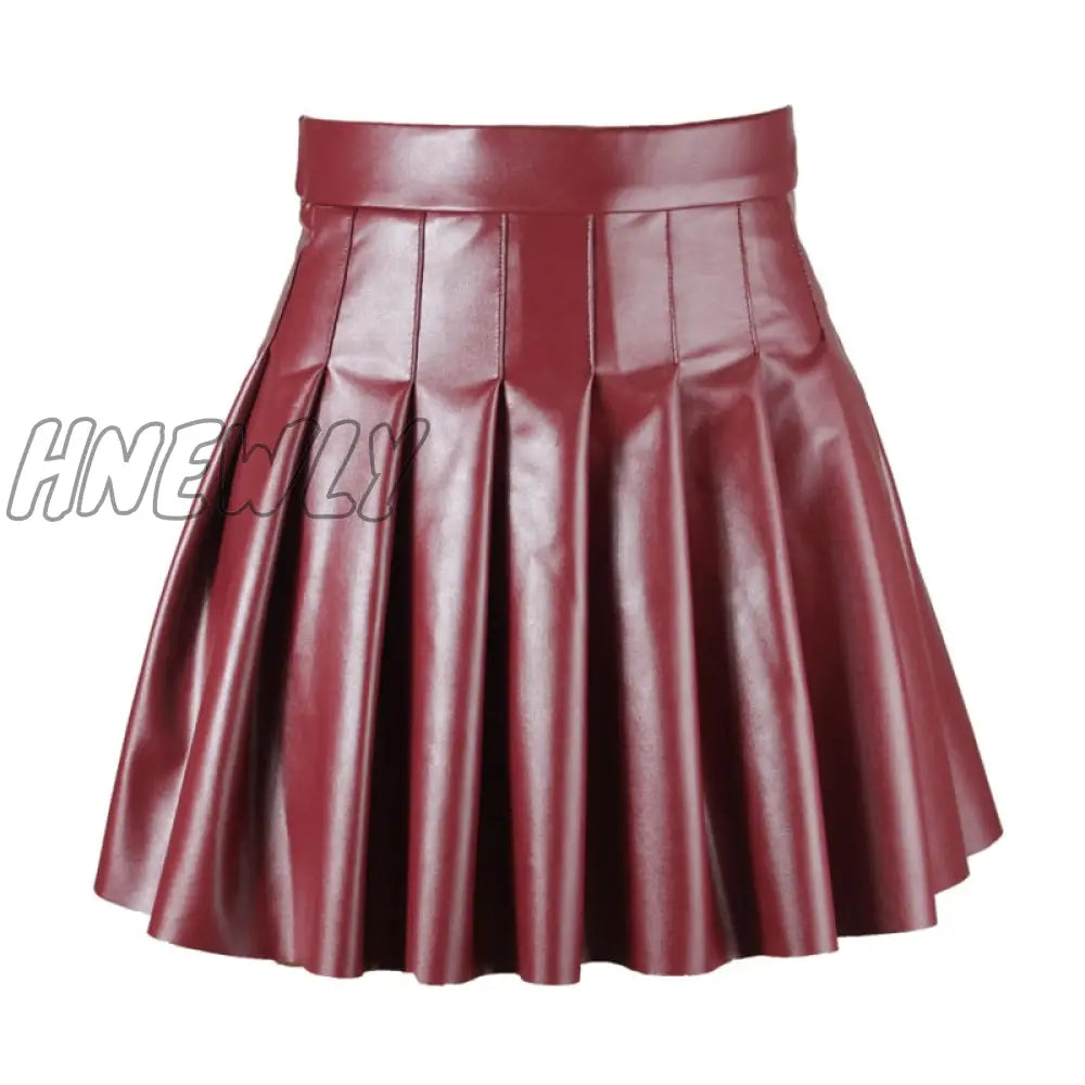 Hnewly Black Pleated A-Line Women Mini Skirts High Waist Female Skirt Spring Streetwear Solid